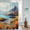 Shower Curtains for Bathroom, Watercolor Oil Painting Hill and Lake Landscape Shower Curtain Set Polyester Waterproof Fabric Bath Curtain with Hooks for Home Hotel Apartment Farmhouse 54x78 inch view 3