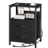 Yoobure Nightstand with Charging Station, Small Night Stand with Fabric Drawers and Storage Shelf for Bedrooms, Nightstands for Small Spaces, Bedside Table with USB Ports & Outlets Bed Side Table view 1