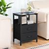 Yoobure Nightstand with Charging Station, Small Night Stand with Fabric Drawers and Storage Shelf for Bedrooms, Nightstands for Small Spaces, Bedside Table with USB Ports & Outlets Bed Side Table view 2