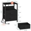 Yoobure Nightstand with Charging Station, Small Night Stand with Fabric Drawers and Storage Shelf for Bedrooms, Nightstands for Small Spaces, Bedside Table with USB Ports & Outlets Bed Side Table view 3