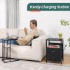 Yoobure Nightstand with Charging Station, Small Night Stand with Fabric Drawers and Storage Shelf for Bedrooms, Nightstands for Small Spaces, Bedside Table with USB Ports & Outlets Bed Side Table view 4