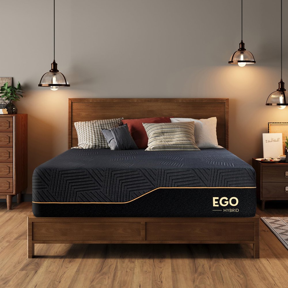 MLILY EGOHOME 14 inch Hybrid King Mattress, Memory Foam Pocket Spring Mattress with Cooling Cover, Bed in a Box, CertiPUR-US Certified, Made in USA, 76x80x14 Black