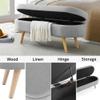 Oval Storage Bench,43.5" Linen Fabric Upholstered Ottoman Storage Benches for Bedroom End of Bed,Entryway Bench with Rubber Wood Legs Storage Ottoman for Living Room/Bedroom/End of Bed/Entryway,Grey view 3