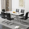 HomVent Modern Marble Dining Table & Chair Sets for 6, Rectangle Marble Table Top and 6 PU Faux Leather Chairs for Dining Room Kitchen (White-1 Table, 6 Black PU Faux Leather Chairs) view 1