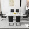 HomVent Modern Marble Dining Table & Chair Sets for 6, Rectangle Marble Table Top and 6 PU Faux Leather Chairs for Dining Room Kitchen (White-1 Table, 6 Black PU Faux Leather Chairs) view 2