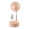 Gralara Telescopic Pedestal Fan Portable Oscillating Standing Fan Adjustable with Remote Control Foldable Desk Fan Telescopic Floor Fan for Camping, Pink view 1