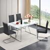 NYEESS Dining Table Set for 4,Modern Kitchen Table Set with 4 Metal Leg Upholstered Dining Chairs,White Dinner Table Set for 4 Ideal for Kitchen,Dining Room view 1