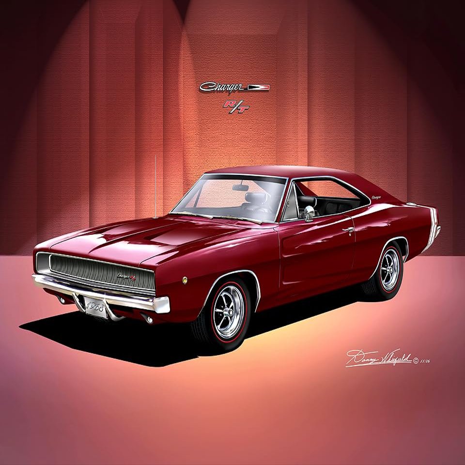 1968 Dodge Charger | Fine Art Prints By Danny Whitfield (Size 20 x 24, CANDY APPLE RED)