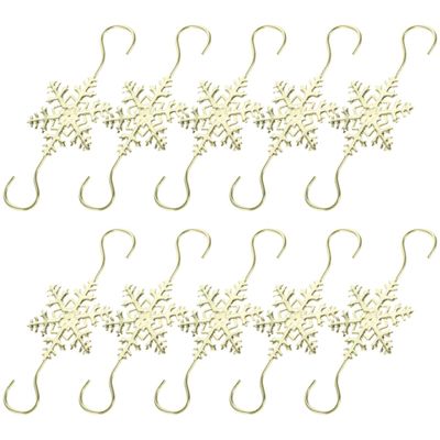 HOMSFOU 10pcs Snowflake Christmas Hooks for Mantel Fireplace Sturdy Xmas Stocking Hangers for Holiday Decor Present Bags Design