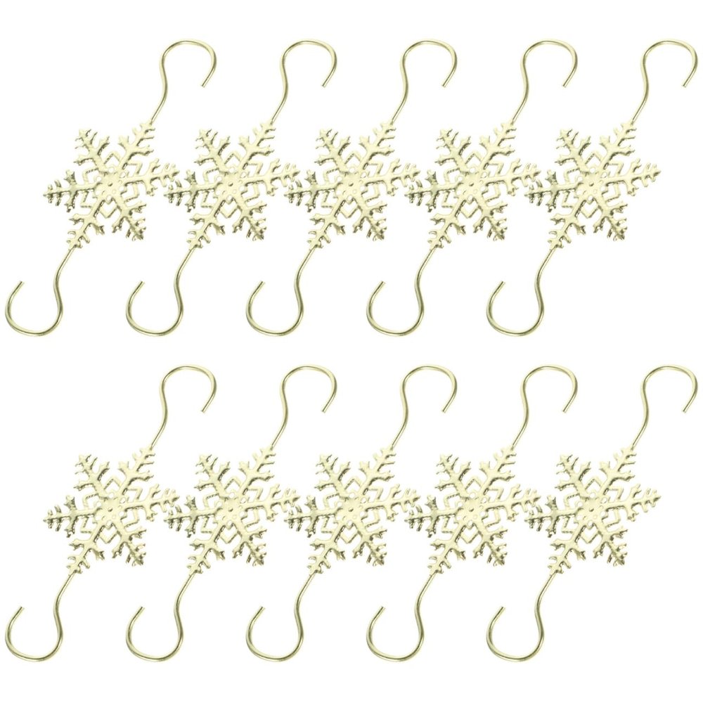 HOMSFOU 10pcs Snowflake Christmas Hooks for Mantel Fireplace Sturdy Xmas Stocking Hangers for Holiday Decor Present Bags Design