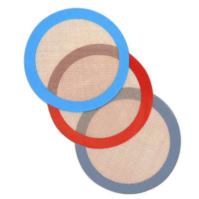 8 Inch Round Silicone Bakintg Mat, Set of 3 Reusable Silicone Baking Mats, Silicone Mat for 8 Inch Cake Pan, Silicone Mat for Baking Cake, Pizza, Pie, Bread, Macaron (Red, Blue, Grey)