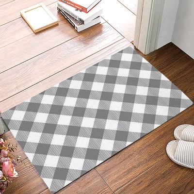 Door Mat Outdoor Pastoral Style Grey Lattice Welcome Mats for Front Door Indoor Outdoor Entry Doormat Non-Slip Kitchen Rug Washable Floor Front Mats for Bathroom/Bedroom/Porch/Patio 16"X24"