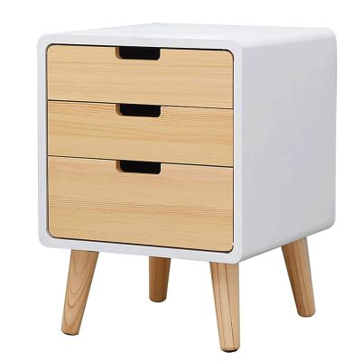 POCHY Beautiful Nightstand Nightstand Wooden Bedside Table with 3 Drawers Bedside Cabinet for Bedroom Living Room Sofa Bedside Dresser 40 X 37 X 52 Cm Save Space
