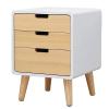 POCHY Beautiful Nightstand Nightstand Wooden Bedside Table with 3 Drawers Bedside Cabinet for Bedroom Living Room Sofa Bedside Dresser 40 X 37 X 52 Cm Save Space view 1