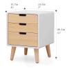 POCHY Beautiful Nightstand Nightstand Wooden Bedside Table with 3 Drawers Bedside Cabinet for Bedroom Living Room Sofa Bedside Dresser 40 X 37 X 52 Cm Save Space view 3