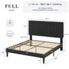 Allewie Full Bed Frame, Velvet Upholstered Platform Bed with Vertical Channel Tufted Headboard, Mattress Foundation with Strong Wooden Slats, Box Spring Optional, Easy Assembly, Black view 2