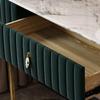 KWOKING Metal MAKEUP Vanity Desk with 1 Drawer Faux Marble Top Dressing Table Without Mirror Nordic Bedroom Storage Cabinet Integrated Dressing Table Green - Makeup Vanity & Stools 31"L x 16"W x 32"H view 3