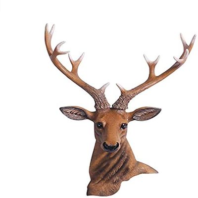 KIZMIQ Wall Decor European Vintage Simulation Resin Deer Head Carving Wall Mount Art Crafts Modern Living Room Bedroom Cafe Wall Hanging Decorations (Color : B, Size : Medium)