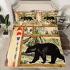 Rustic Farmhouse Bed Sheets Set Queen, Retro Hunting Bear Sheet Set for Kids Boys, Lake House Decor Sheets for The Home, Cabin Lodge Paddle Decor Bedding Set, Moose Wildlife Flat Fitted Sheet view 2
