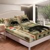 Rustic Farmhouse Bed Sheets Set Queen, Retro Hunting Bear Sheet Set for Kids Boys, Lake House Decor Sheets for The Home, Cabin Lodge Paddle Decor Bedding Set, Moose Wildlife Flat Fitted Sheet view 3