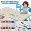 Arlopu Kids Table and 6 Chairs Set, Height Adjustable Graffiti Desk, Preschool Activity Art Craft Table, for Daycare Classroom Home Boys and Girls Age 3-12 (Blue) view 3