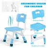 Arlopu Kids Table and 6 Chairs Set, Height Adjustable Graffiti Desk, Preschool Activity Art Craft Table, for Daycare Classroom Home Boys and Girls Age 3-12 (Blue) view 4