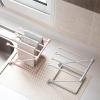 DOACT Kitchen Countertop Dishcloth, 4 Arm Folding Vertical Towel Stand Plastic Storage Holder for Countertop - Light Grey view 3