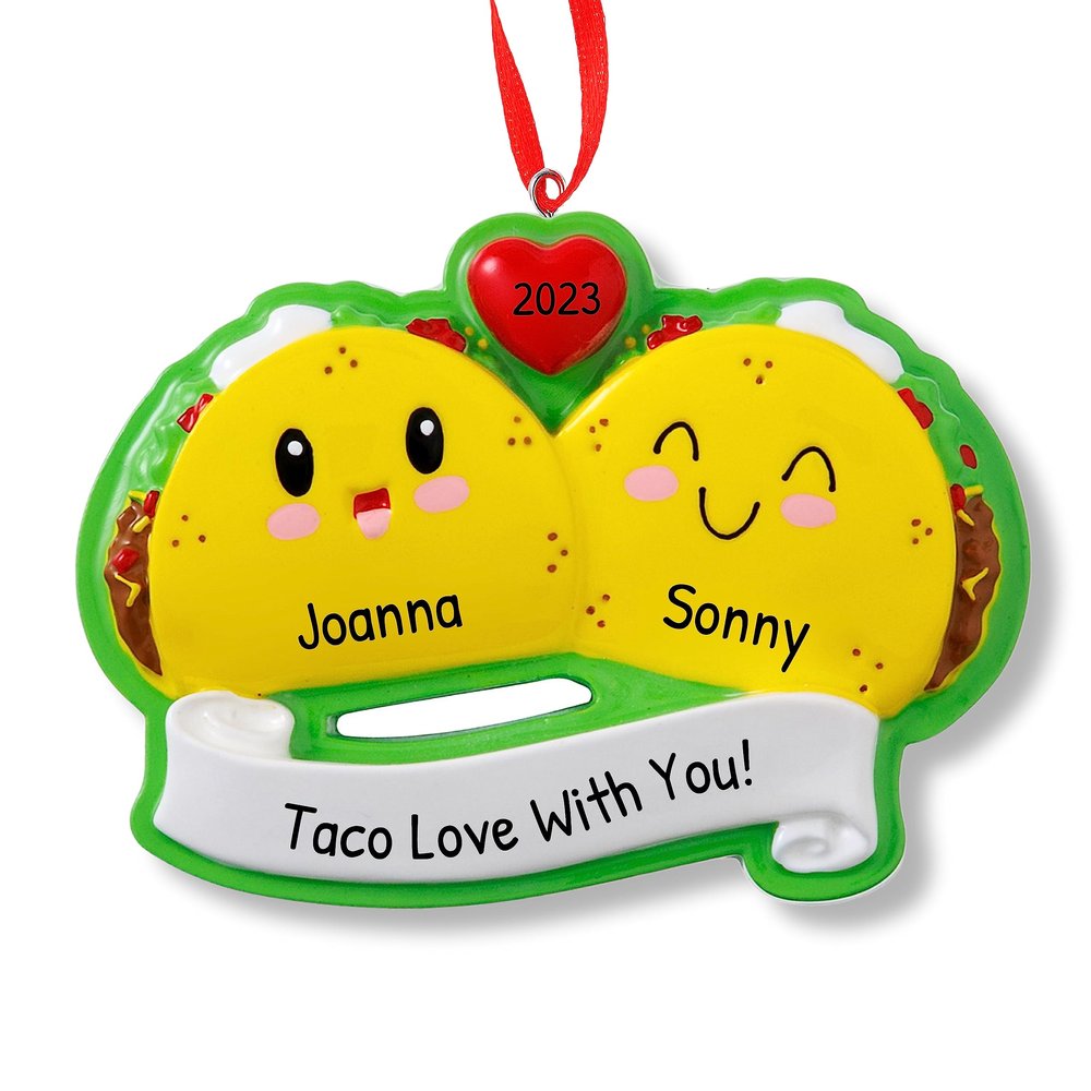 3D Personalized Our First Christmas Ornament 2025 | Custom Mexican Food Tacos Couple Ornaments Taco Couples Ornament 2025 Family of 2 Unique for a Couple Ornaments Couples Unique Gifts