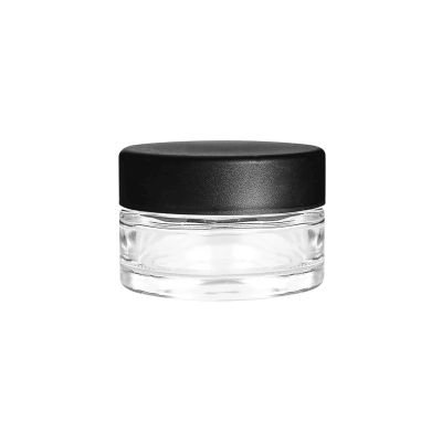 Human Objects | 1oz Clear Glass Jars with Child Resistant Black Caps - 1-2 Grams - 200 Count- Refillable Airtight Containers for Herbs, Spices, Food, Oil, Wax, Cosmetics, Skincare, Samples, & More