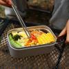 Bento Box Set, Stainless Steel Bento Lunch Food Box Container Aluminum Lunch Box Folding Handle Portable Light Weight Cooking Bento Box for Outdoor Picnic(White) view 4