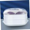 Cabilock 2sets Versatile Two-layer Meal Steamer Cover for Dumplings and Rice Microwave Safe Storage Container for and Heating White Plastic Design view 3