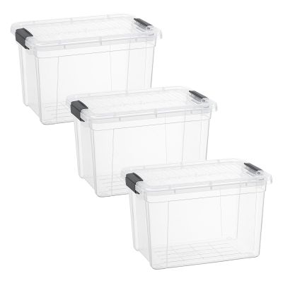 Superio Clear Storage Boxes with Lids, 8.75 Quart Plastic Container Bins for Organizing, Stackable Crates, BPA Free, Non Toxic, Odor Free, Organizers for Home, Office and Dorm, 3 Pack