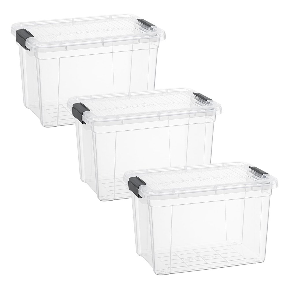 Superio Clear Storage Boxes with Lids, 8.75 Quart Plastic Container Bins for Organizing, Stackable Crates, BPA Free, Non Toxic, Odor Free, Organizers for Home, Office and Dorm, 3 Pack