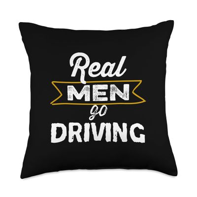 Automotive Real Men Go Driving Car Lover Gearhead Throw Pillow, 18x18, Multicolor