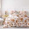 SUSYBAO Burnt Orange Flower Duvet Cover King 100% Cotton 3 Pcs Set 1 White Rust Botanical Duvet Cover with Zipper Ties 2 Pillowcases Vintage Farmhouse Terracotta Floral Bedding Set Soft view 2