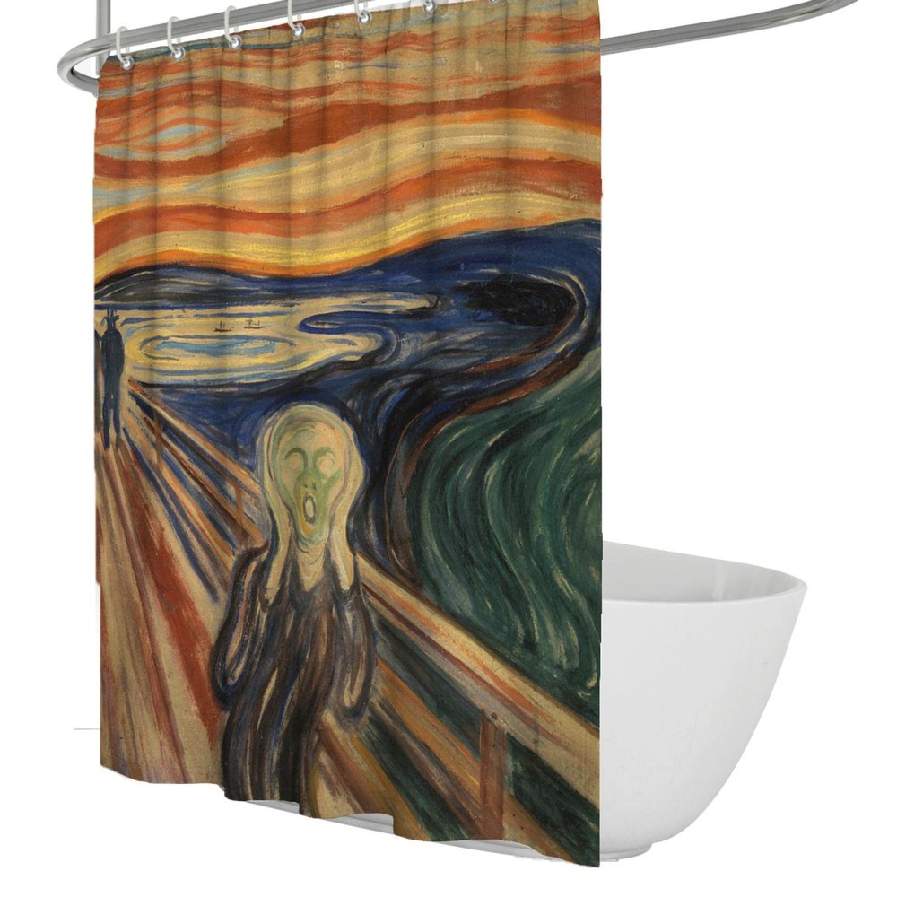 Wewoo Home The Scream Shower Curtain Edvard Munch Shower Curtains for Bathroom Unique Expressive Convenient Easy Clean Condo Bathtub Curtains Decor W84xL72in