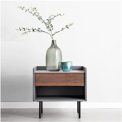 CALMR Practical Nightstand Nightstand Solid Wood Large Capacity Bedside Table Living Room Bedroom Office Bedside Cabinet with 1 Drawer End Tables