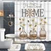 ALEXEX 4 PCS White Daisy Shower Curtain Sets,Home Sweet Bathroom Set with Shower Curtain and Rugs and Accessories,Farmhouse Country Shower Curtain Bathroom Decor with 12 Hooks,72 X 72 Inches view 1