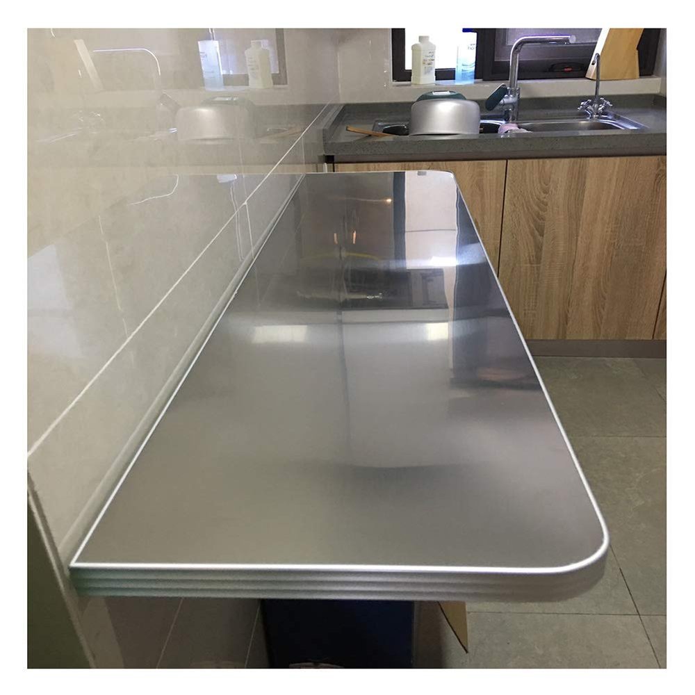 BAWHO Very Practical Wall-Mounted Dining Table Folding Kitchen Table Double-Leg Wall Table Stainless Steel Table/100 * 30Cm/39.4 * 11.8In