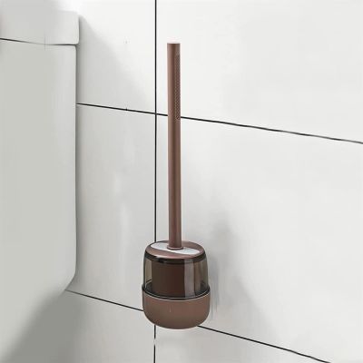 DLUXCA Toilet Brush Toilet Brush No Dead Corner Household Non Perforated Wall Hung Toilet Long Handle Silicone Toilet Brush Bathroom Toilet Brush Holder (Color : B, Size : One Size)