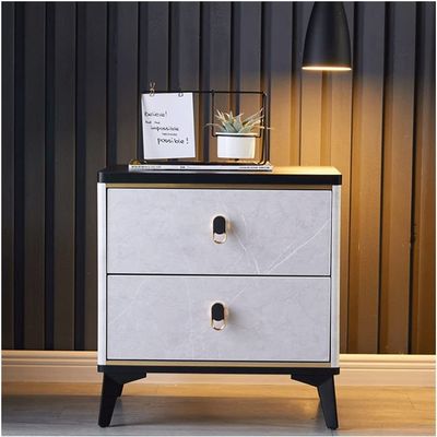 CALMR Practical Nightstand Household Bedside Table with 2 Drawers Nightstand Luxury Mini Bedside Cabinet Marble End Tables Fashionable Bedside Dresser