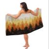 Carosoffe Orange Ombre Forest Women's Towel Wrap, Lightweight Spa/Bath Wrap with Adjustable Closure, Autumn Black Silhouette Trees Quick Dry Shower Wrap Towel for Bathroom Beach Pool, 31.5''x59'' view 1