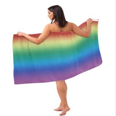 Carosoffe Rainbow Ombre Women's Towel Wrap, Lightweight Spa/Bath Wrap with Adjustable Closure, Red Yellow Blue Green Coloful Gradient Quick Dry Shower Wrap Towel for Bathroom Beach Pool, 31.5''x59''