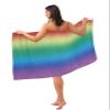 Carosoffe Rainbow Ombre Women's Towel Wrap, Lightweight Spa/Bath Wrap with Adjustable Closure, Red Yellow Blue Green Coloful Gradient Quick Dry Shower Wrap Towel for Bathroom Beach Pool, 31.5''x59'' view 1