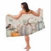 Carosoffe Fall Pumpkins Women's Towel Wrap, Lightweight Spa/Bath Wrap with Adjustable Closure, Autumn Leaf Thanksgiving Rustic Quick Dry Shower Wrap Towel for Bathroom Beach Pool, 31.5''x59'' view 1