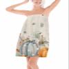 Carosoffe Fall Pumpkins Women's Towel Wrap, Lightweight Spa/Bath Wrap with Adjustable Closure, Autumn Leaf Thanksgiving Rustic Quick Dry Shower Wrap Towel for Bathroom Beach Pool, 31.5''x59'' view 3