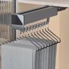 Pull Out Closet Rod Extendable, Bearing 30kg Adjustable Valet Rod, Aluminum Alloy Retractable Pants Rack, Double Row Buffer Damping Pull Out Hanger, Adjustable Wardrobe Clothes Rod (Color : Gray, Si view 1