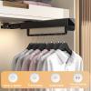 Pull Out Closet Rod Extendable, Bearing 30kg Adjustable Valet Rod, Aluminum Alloy Retractable Pants Rack, Double Row Buffer Damping Pull Out Hanger, Adjustable Wardrobe Clothes Rod (Color : Gray, Si view 4