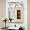 LOAAO 20X30 Inch Brushed Nickel Bathroom Mirror, Rounded Rectangle Silver Metal Frame Mirror, Brushed Nickel, Anti-Rust, Shatter Proof, Hangs Horizontally or Vertically view 1