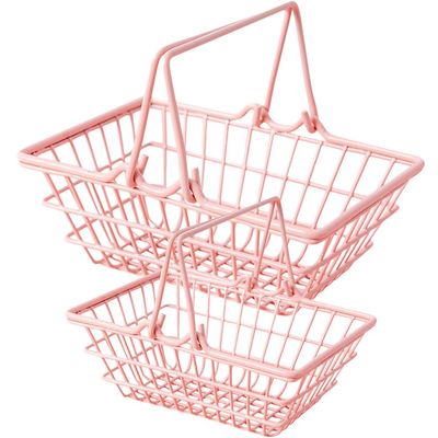 Homoyoyo 2pcs Pink Portable Shopping Baskets Square Baskets for Storage Snack Storage Small Containers Mini